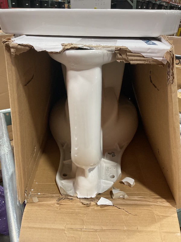 Photo 1 of *MAJOR DAMAGE TO PART OF BASE - SEE PICS* Kohler 3979-0 Highline Comfort Height Two-piece elongated 1.6 gpf chair height toilet *FUNCTIONALITY UNTESTED*