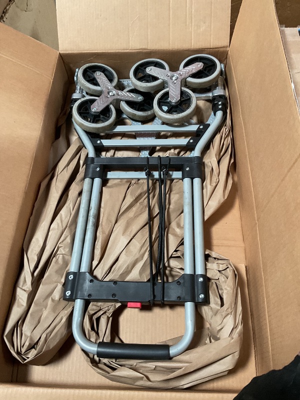 Photo 1 of **FOR PARTS ONLY / DAMAGED WHEELS*** RJTEK Stair Climber Dolly - 400 lb Capacity, Improved Tire Size, Effortlessly Climbs 18cm Stairs, Hand Truck and Dolly,Heavy-Duty Cart with Telescoping Handle, Large Tires, and 2 Ropes