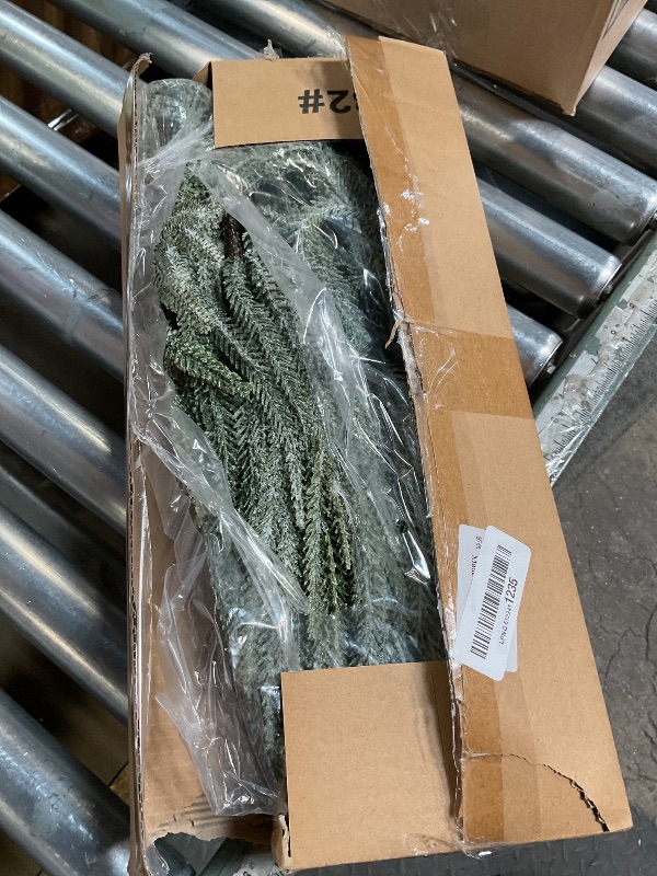 View 2 of 10 Pcs Christmas Snow Norfolk Pine Branches, 18" Snow Flocked Artificial Xmas Branches Pine Tree Needles, White Frosted Fake Greenery Norfolk Pines Stems Sprigs for DIY Craft Garland Home Garden Decor