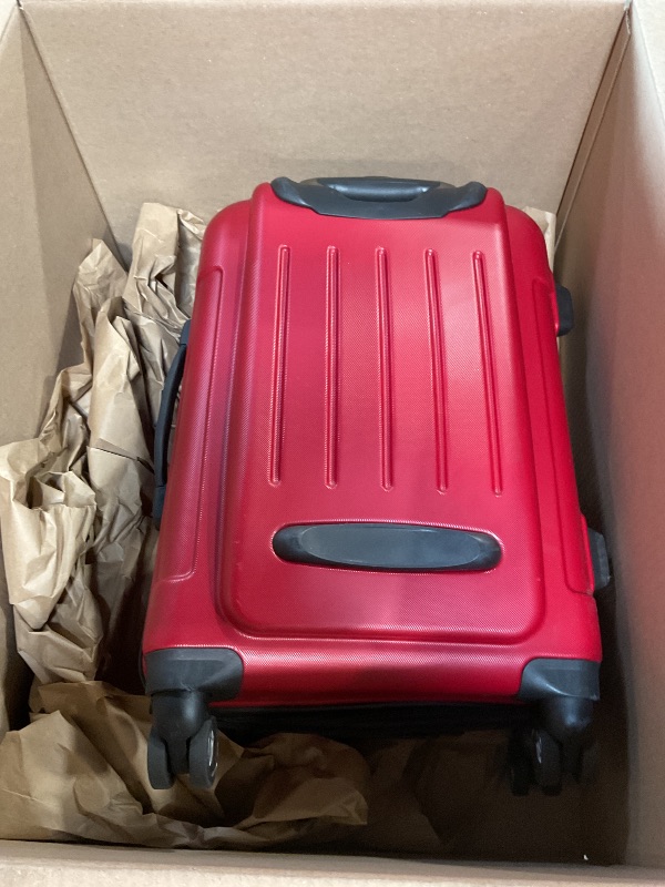 Photo 1 of **MINOR DAMAGE** Kenneth Cole REACTION Renegade Luggage Expandable 8-Wheel Spinner Lightweight Hardside Suitcase, Scarlet Red, 20-Inch Carry On
