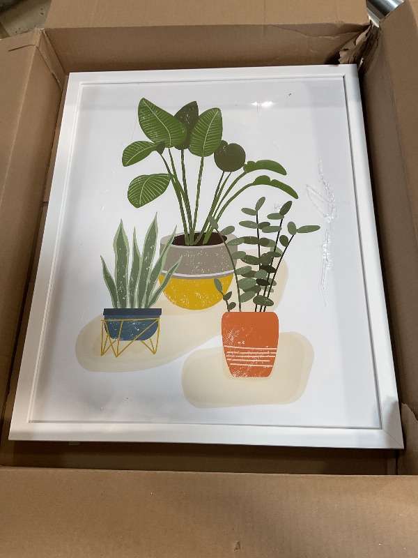 Photo 1 of **CRACK INPRINT COVER SEEN IN PHOTO** 16x20 Picture Frame, Display Pictures 11x14 with Mat or 16 x 20 Without, Wall Hanging Poster Frame, White, 1 Pack