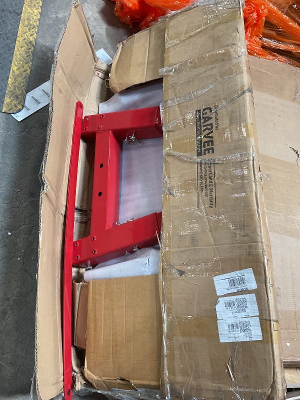 Photo 1 of ***LOOSE BOLTS*** 2 T Engine Hoist, Folding Cherry Picker Engine Hoist with Lever and 6 Casters, Heavy Duty Hydraulic Shop Crane, Engine Crane Lifter for Workshops Garage Warehouse, Red, with Lever