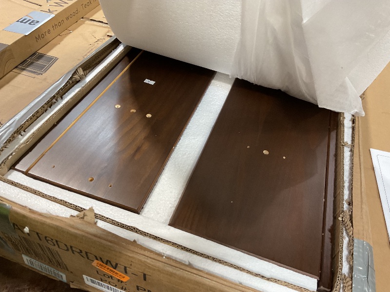 Photo 1 of **SOLD FOR PARTS**Walker Edison Atticus Mid-Century Modern Detailed 6-Drawer Solid Wood Dresser, 59 Inch, Walnut