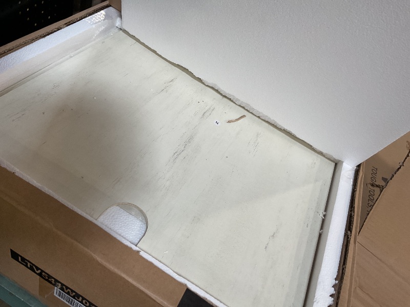 Photo 1 of **FOR PARTS ONLY/ MISSING ASSEMBLY PIECES*** VASAGLE Fireplace TV Stand for TVs up to 80 Inches, 18-Inch ELectric Fireplace with Remote, Farmhouse Entertainment Center, Media Console Table for Living Room, Rustic White and Honey Brown ULTV541W01