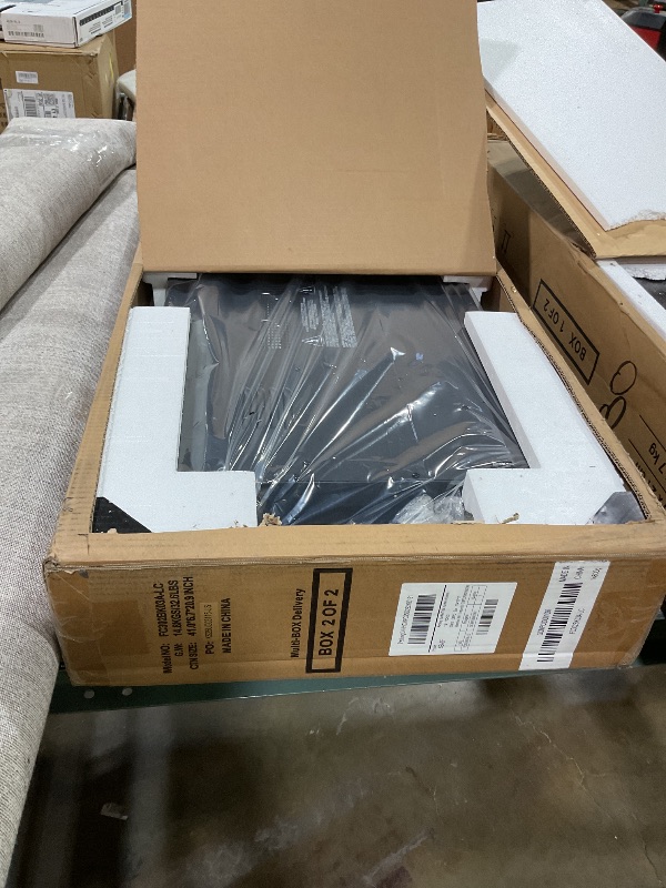 View 3 of *** PARTIAL SET BOX 1 OF 2 / MISSING BOX 2 *** MXV 80" Fireplace TV Stand for TVs Up to 90", LED Light Entertainment Center with 36" Electric Fireplace, Modern Wood Texture TV Media Console with Highlight Storage Cabinet, Black+Black