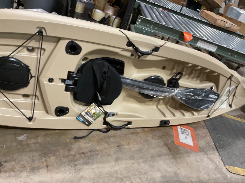 Photo 1 of ***FRONT DAMAGE** Lifetime Muskie Angler Sit-On-Top Kayak with Paddle, Tan, 120"