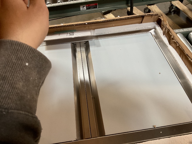 Photo 1 of ***SURFACE SCRATCH*** VEVOR Double Outdoor BBQ Kitchen Door, 28" W x 19" H Inch, Stainless Steel Flush Mount Vertical Door with Recessed Handles for Grilling Station