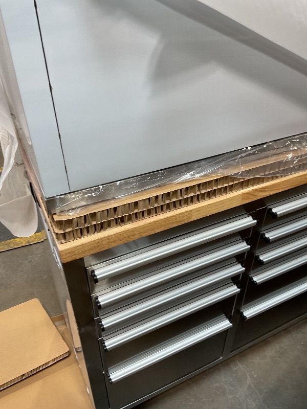 Photo 1 of ***MINOR PAINT CHIPS ON CORNERS*** CT Copper Tailor 72-inch Tool Chest Cabinet Rolling Garage Workbench with 15 Storage Drawers and Wheels, 3 Upper Cabinet, Pegboard, Steel Large Tool Box,Stainless Steel