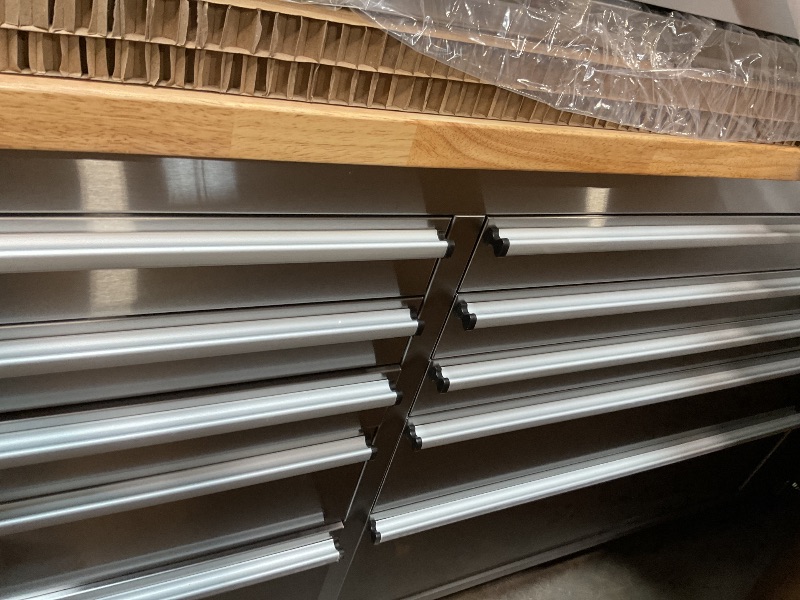 Photo 1 of ***MINOR PAINT CHIPS ON CORNERS*** CT Copper Tailor 72-inch Tool Chest Cabinet Rolling Garage Workbench with 15 Storage Drawers and Wheels, 3 Upper Cabinet, Pegboard, Steel Large Tool Box,Stainless Steel
