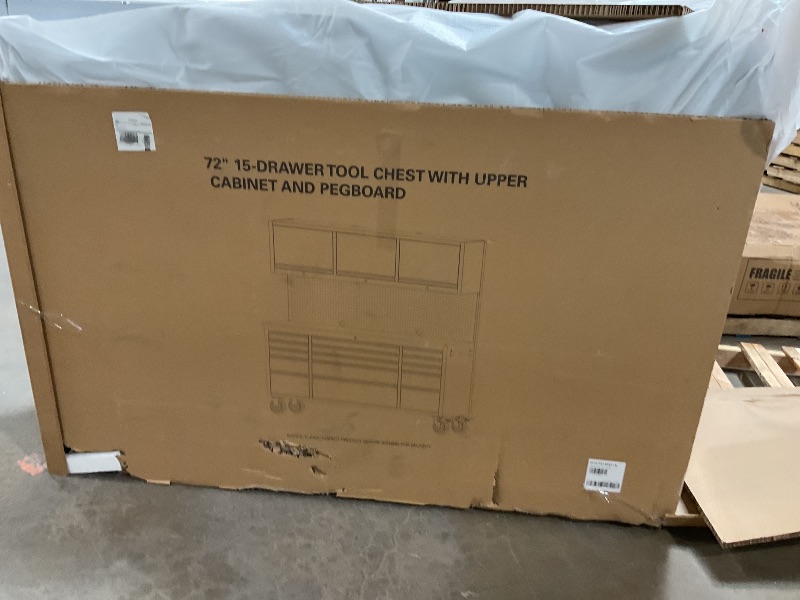 Photo 1 of ***MINOR PAINT CHIPS ON CORNERS*** CT Copper Tailor 72-inch Tool Chest Cabinet Rolling Garage Workbench with 15 Storage Drawers and Wheels, 3 Upper Cabinet, Pegboard, Steel Large Tool Box,Stainless Steel