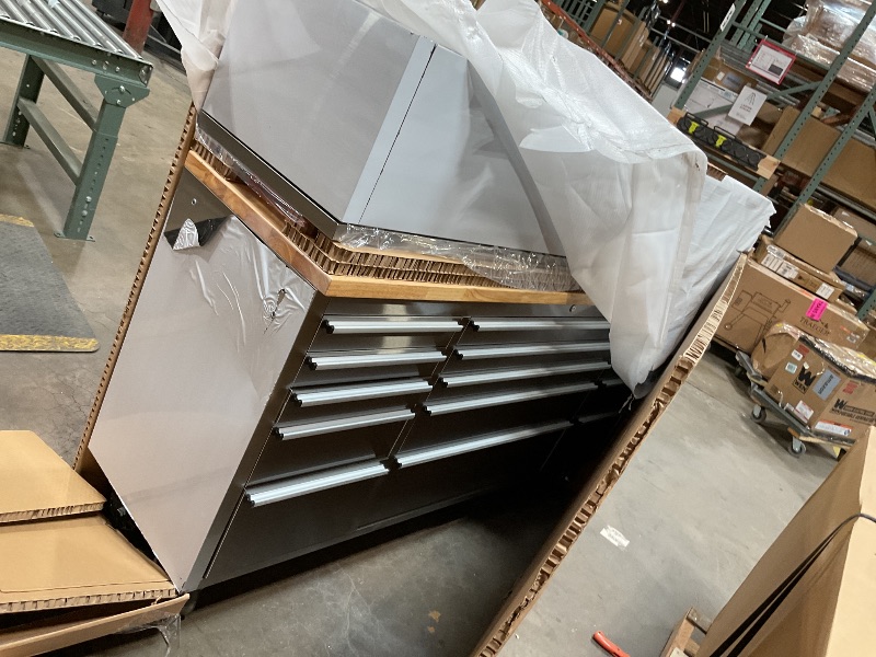 Photo 1 of ***MINOR PAINT CHIPS ON CORNERS*** CT Copper Tailor 72-inch Tool Chest Cabinet Rolling Garage Workbench with 15 Storage Drawers and Wheels, 3 Upper Cabinet, Pegboard, Steel Large Tool Box,Stainless Steel