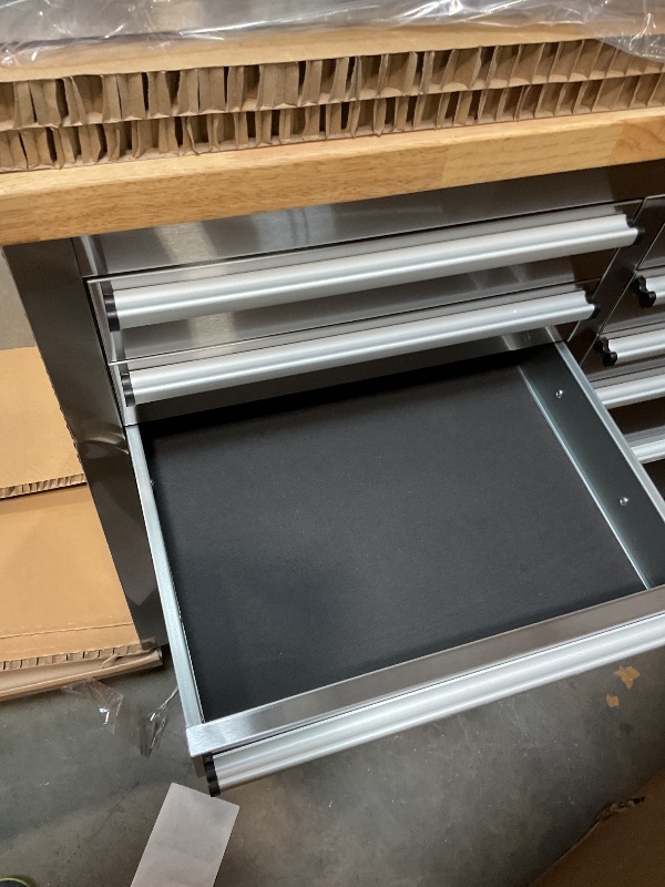 Photo 1 of ***MINOR PAINT CHIPS ON CORNERS*** CT Copper Tailor 72-inch Tool Chest Cabinet Rolling Garage Workbench with 15 Storage Drawers and Wheels, 3 Upper Cabinet, Pegboard, Steel Large Tool Box,Stainless Steel