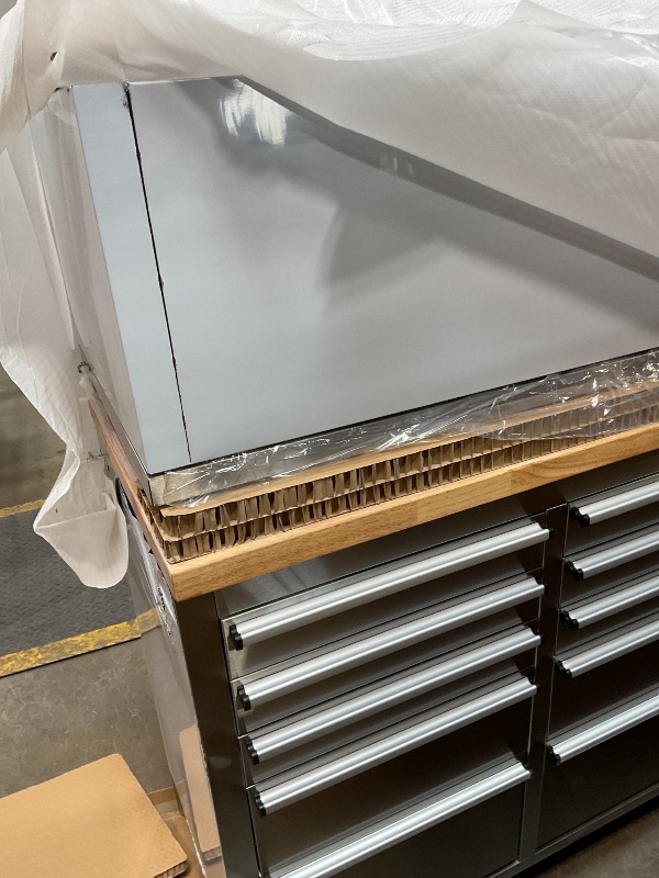 Photo 1 of ***MINOR PAINT CHIPS ON CORNERS*** CT Copper Tailor 72-inch Tool Chest Cabinet Rolling Garage Workbench with 15 Storage Drawers and Wheels, 3 Upper Cabinet, Pegboard, Steel Large Tool Box,Stainless Steel