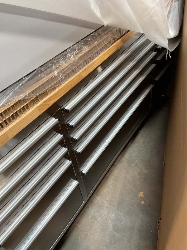 Photo 1 of ***MINOR PAINT CHIPS ON CORNERS*** CT Copper Tailor 72-inch Tool Chest Cabinet Rolling Garage Workbench with 15 Storage Drawers and Wheels, 3 Upper Cabinet, Pegboard, Steel Large Tool Box,Stainless Steel