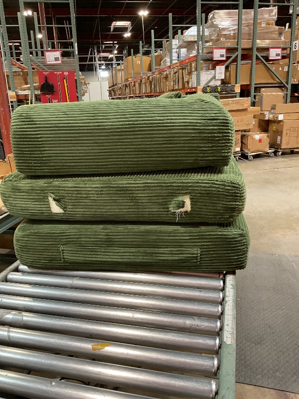 Photo 1 of ***RIPS ON SIDE AND GREEN COLOR*** LIAROO 78.8" Convertible Sofa Bed -Compression Sofa with Corduroy Fabric - with Armrests and Backrest - Modular Sectional for Living Room, Bedroom, Studio - Compression Sofa in Box