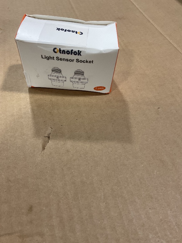 Photo 1 of ***PARTIAL SET/ ONLY 1*** otnofok Light Sensor Socket, E26/E27 Light Bulb Socket, Automatic Dusk to Dawn Photocell Sensor with 300° Adjustable Angle for Outdoor Lighting in Porch, Garage, and Wall Lights, White, 2 Pack