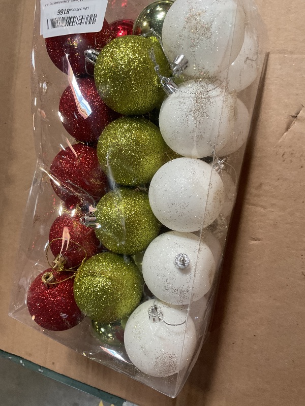 Photo 1 of 30ct Christmas Ball Ornaments, 2.36" Shatterproof Christmas Tree Decorations, Perfect Hanging Ball for Indoor/Outdoor Holiday Party Decor(Red, Green & White)