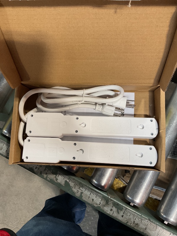 Photo 1 of Amazon Basics Surge Protector Power Strip, 6-Outlet with 200J Protection, 2ft Extension Cord, Rectangle, White (2 Pack)
