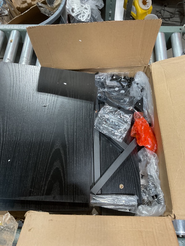 Photo 1 of ***HARDWARE  LOOSE IN PACKAGE*** YATINEY Small Computer Desk with Charging Station and LED Lights, Gaming Desk with Monitor Stand, 2-Tier Home Office Desk with 4 Side Hooks, for Living Room, Home Office, Black DN01UDBBY2