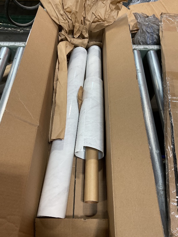 Photo 1 of **1 ROLL ALMOST GONE ** Very Berry Sticker Marble Contact Paper (White, 24" x 78", 2 Pack) Premium Peel and Stick Wallpaper for Countertop, Bathroom Vanities & Cabinets, Renter Friendly, Waterproof Vinyl