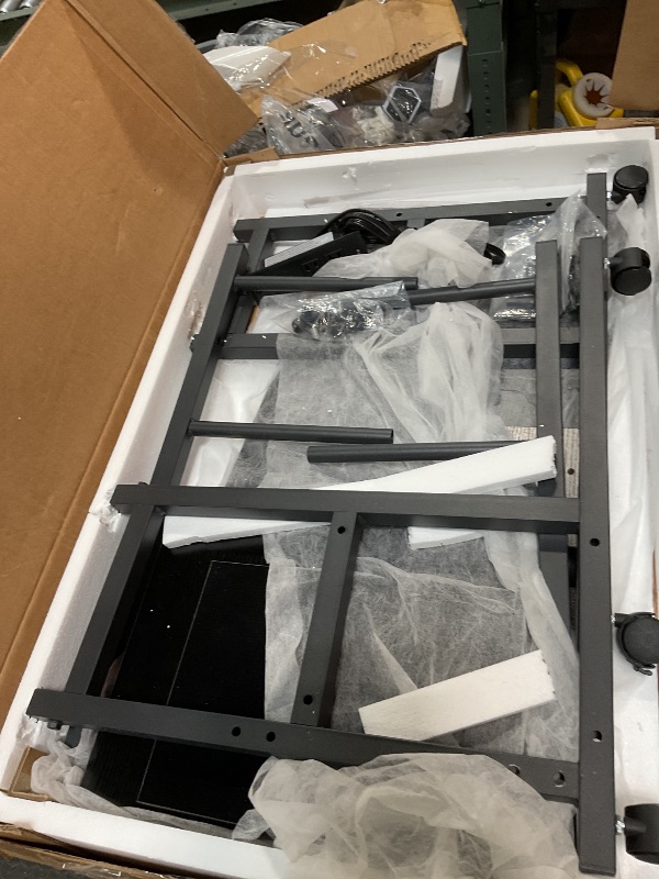 Photo 1 of **MISSING INSTRUCTIONS** Armocity C Shaped End Table Height Adjustable - Couch Side Table with Charging Station, TV Tray with Wheels Slide Under Sofa for Small Spaces, Living Room Bedroom, Black