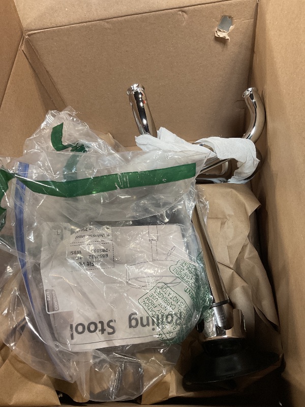 Photo 1 of ***THE TOP OF THE SEAT IS MISSING*** KKTONER Round Rolling Stool Chair PU Leather Height Adjustable Swivel Drafting Work SPA Shop Medical Salon Stools with Wheels Office Chair Small (White)