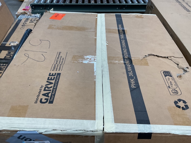 Photo 1 of ** FOR PARTS/ MISSING ASSEMBLY PIECES *** Garvee 47" Round Dining Table for 4-6 People - Circle Kitchen Dinner Table with Sturdy Pedestal Base, Space Saving Dinning Room Furniture for Living Room, Kitchen, Apartment, Brown