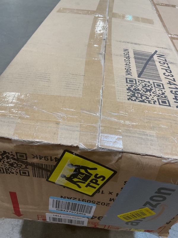 Photo 1 of **SELLING FOR PARTS AS PARTIAL SET . ONE BOX OF TWO**Christopher Knight Home King Size Platform Bed, Boucle Fabric Headborad and Bed Frame, Wood Bedpost and Slat, Upholstered Curve-Shaped King Headboard, Wood Slats Panel Support, Easy Assembly, White