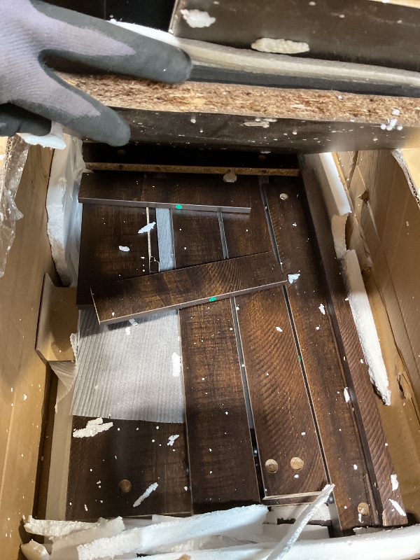 Photo 1 of **SELLING FOR PARTS. MAJOR DAMAGE TO BIG PIECES. **IDEALHOUSE 70 inch TV Stand for 80" TVs, Mid Century Modern Entertainment Center with Storage Drawer & Open Shelves, Wood Media Console Cabinet for Living Room/Bedroom, Vintage