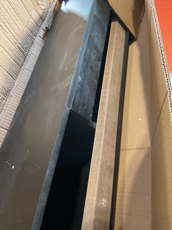 Photo 1 of **DIRT. DENTS**Ortaville 60" Floating Mantel Shelf - Modern White Fireplace Mantel with Matte Lacquer Finish for Living Room Elegance (60", Black)