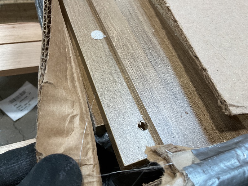 Photo 1 of **MISSING HARDWARE** Prepac Yaletown 4 Panel Door Console Table with Storage, Oak Storage Cabinet with Doors and Shelves, Sideboard Storage Cabinet 60" W x 32" H x 16" D, OCBG-2220-1