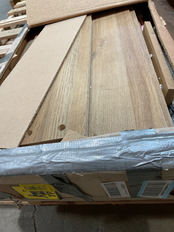 Photo 1 of **MISSING HARDWARE** Prepac Yaletown 4 Panel Door Console Table with Storage, Oak Storage Cabinet with Doors and Shelves, Sideboard Storage Cabinet 60" W x 32" H x 16" D, OCBG-2220-1