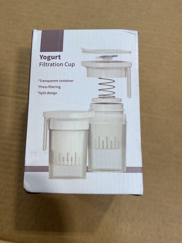 Photo 1 of 0.95 Quart?900ML?Portable Yogurt Strainer Cup, Compact Greek Yogurt Filter with Whey Separator for Cheese & Soy Milk, Leak-Proof & Easy to Carry Yogurt Maker (Pink)