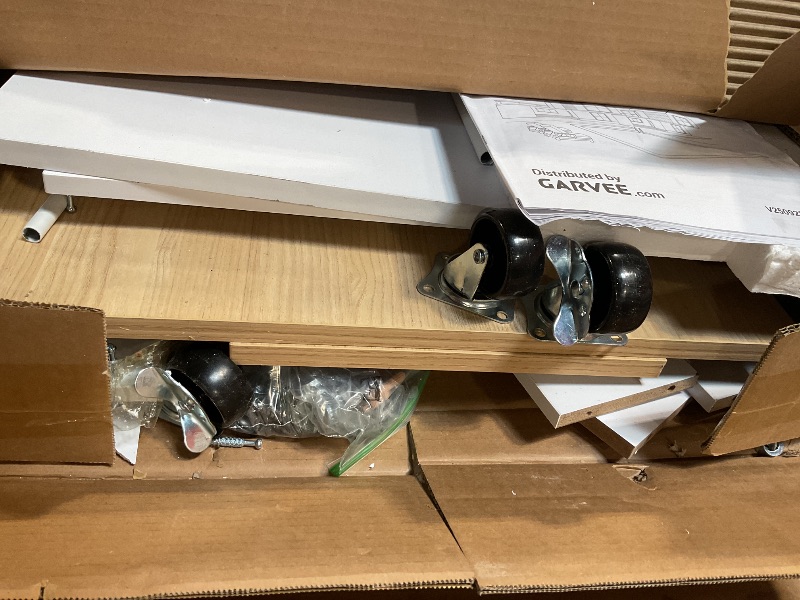 Photo 1 of *** BOX A ONLY, UNKNOWN MISSING HARDWARE***IDEALHOUSE Rolling Kitchen Island with Drop Leaf Countertop, Charging Station & Ample Storage - 47.2" Mobile Kitchen Cart On Wheels with Pull-Out Shelves, Drawers, Spice Rack & Organizer Divider