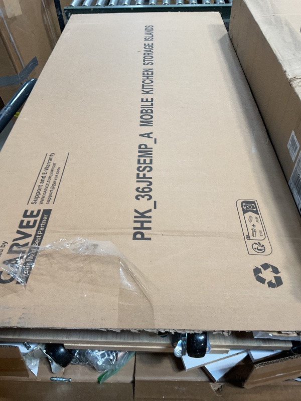 Photo 1 of *** BOX A ONLY, UNKNOWN MISSING HARDWARE***IDEALHOUSE Rolling Kitchen Island with Drop Leaf Countertop, Charging Station & Ample Storage - 47.2" Mobile Kitchen Cart On Wheels with Pull-Out Shelves, Drawers, Spice Rack & Organizer Divider