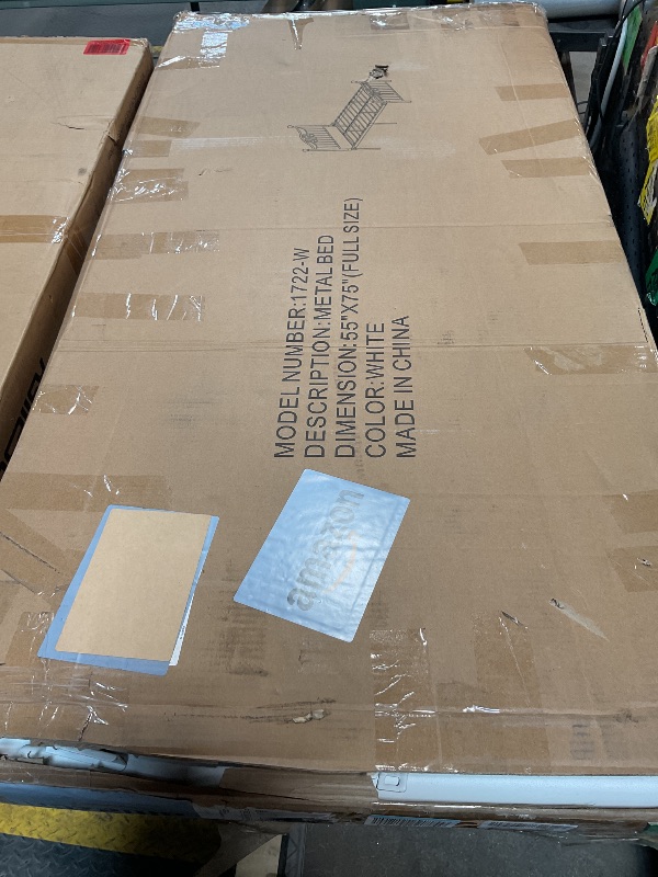 Photo 1 of *** UNKNOWN MISSING HARDWARE***YALAXON Vintage Sturdy Metal Bed Frame with Headboard and Footboard Basic Bed Frame No Box Spring (Full, Grayish White)