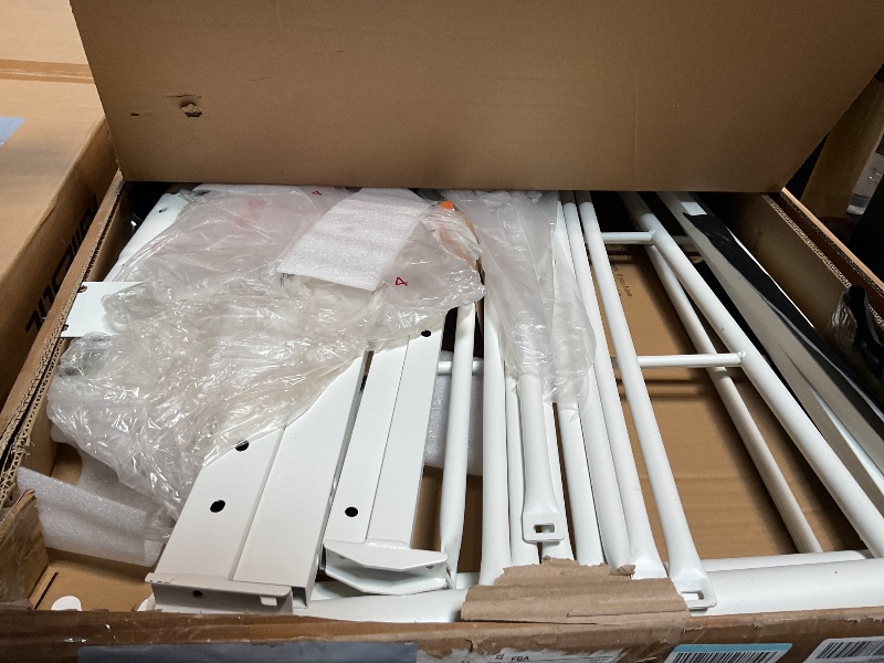 Photo 1 of *** UNKNOWN MISSING HARDWARE***YALAXON Vintage Sturdy Metal Bed Frame with Headboard and Footboard Basic Bed Frame No Box Spring (Full, Grayish White)