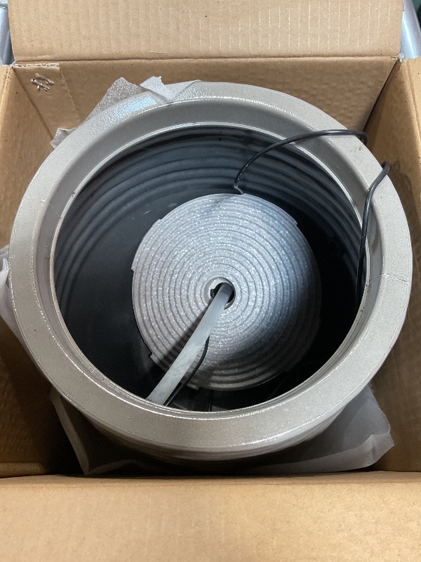 Photo 1 of 10.8" H Water Fountain Outdoor with LED Light, Modern Bubbling Garden Water Fountains with Gradient Color, Resin Outdoor Waterfall Fountains with Ceramic Like Glaze for Yard, Patio, and Porch