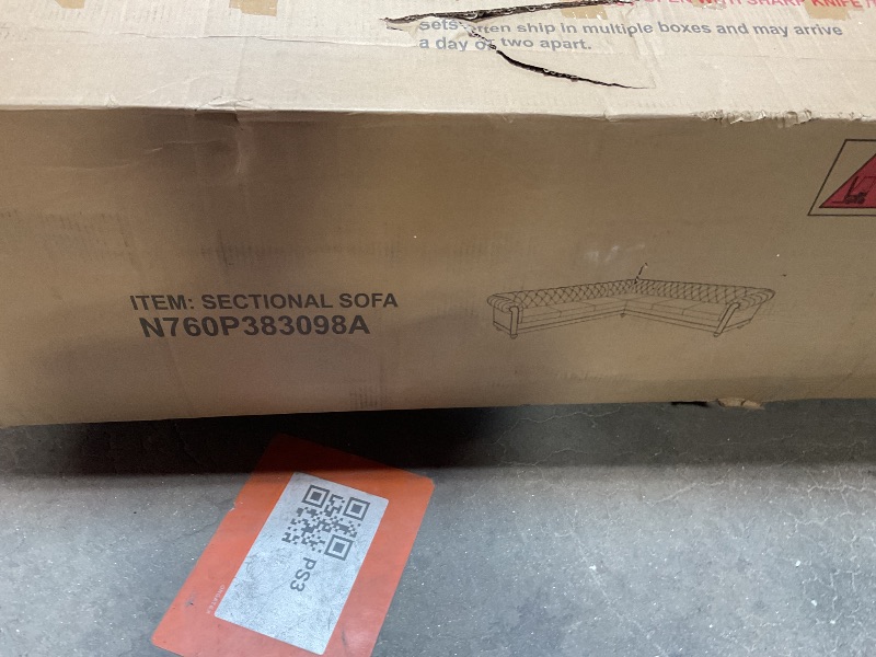 Photo 1 of *** BOX A ONLY***Merax Chesterfield Sofa, Retro Upholstered 6 Seater Rolled Arm Couch for Living Room Bedroom Office, Beige