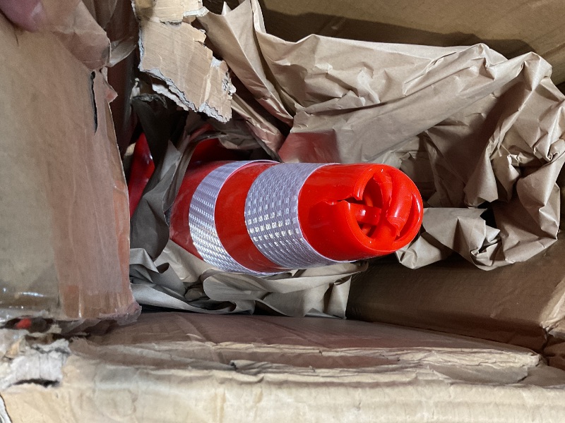 Photo 1 of *** MINOR DAMAGE ***VEVOR Safety Cones, 12 x 28" Traffic Cones, PVC Orange Construction Cones, 2 Reflective Collars Traffic Cones with Weighted Base and Hand-Held Ring Used for Traffic Control, Driveway Road Parking