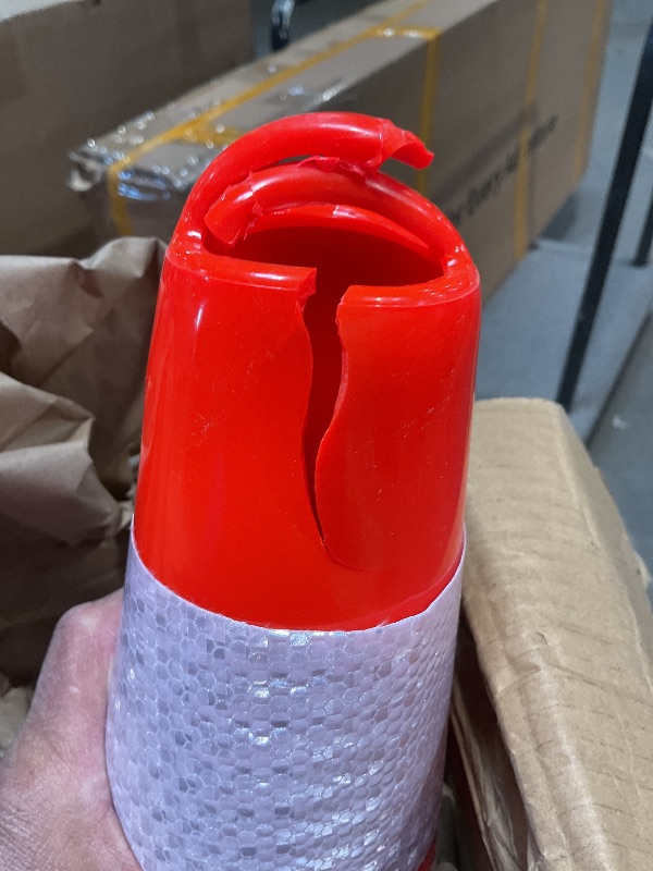 Photo 1 of *** MINOR DAMAGE ***VEVOR Safety Cones, 12 x 28" Traffic Cones, PVC Orange Construction Cones, 2 Reflective Collars Traffic Cones with Weighted Base and Hand-Held Ring Used for Traffic Control, Driveway Road Parking