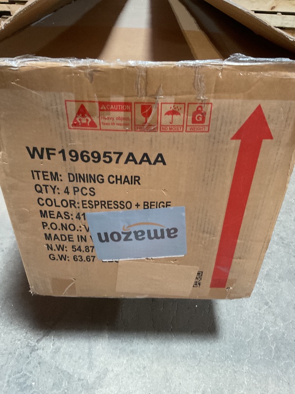 Photo 1 of *** FOUR CHAIRS ONLY***Ball & Cast 5 Piece Dining Table Set,4 Upholstered Chairs with Curved Backrests,Wooden Living Room Furniture W/ 52" Rectangle Kitchen Desk,for Restaurant,Home Bistro,Espresso and Beige