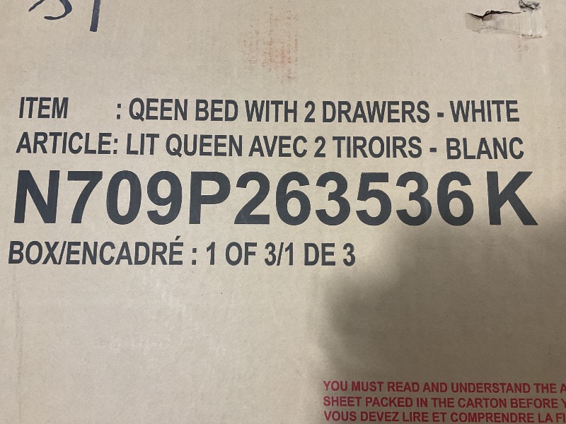 Photo 1 of *** BOX ONE AND TWO OF THREE ONLY***Bellemave Queen daybed with USB, Queen Size Corner Bed with Two Drawers, Upholstered Bed Frame for Kids,Teens,Adults, Lambswool, White