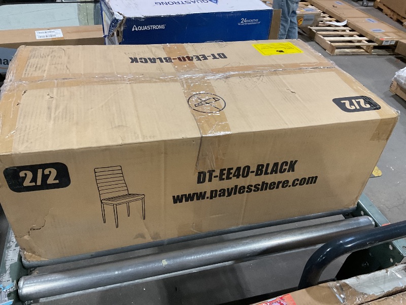 Photo 1 of *** BOX 2 OF TWO ONLY, CHAIRS ONLY ***FDW | Dining Table Set for 4 | 5-Piece Glass Black Dining Table | Kitchen Table with 4 Upholstered Chairs and Faux Leather Cushions | Space-Saving and Modern Design | for Dining Room, Easy to Assemble