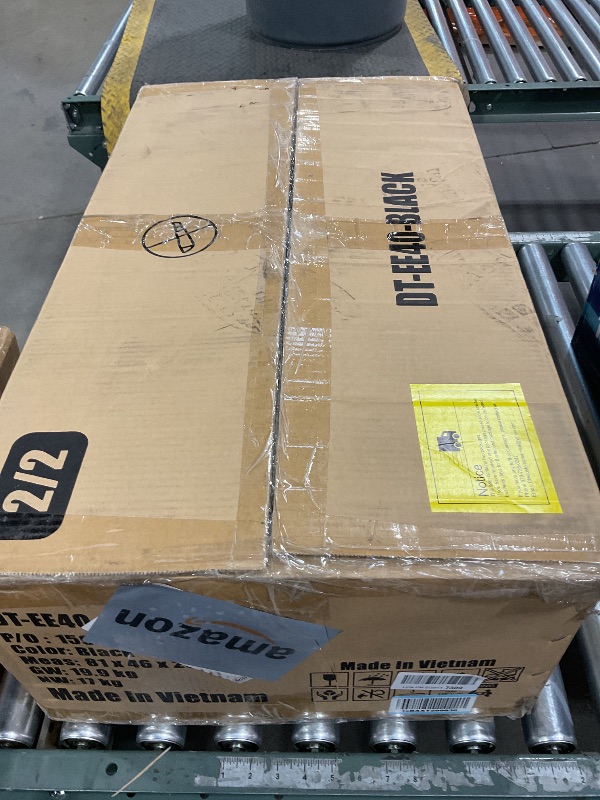 Photo 1 of *** BOX 2 OF TWO ONLY, CHAIRS ONLY ***FDW | Dining Table Set for 4 | 5-Piece Glass Black Dining Table | Kitchen Table with 4 Upholstered Chairs and Faux Leather Cushions | Space-Saving and Modern Design | for Dining Room, Easy to Assemble