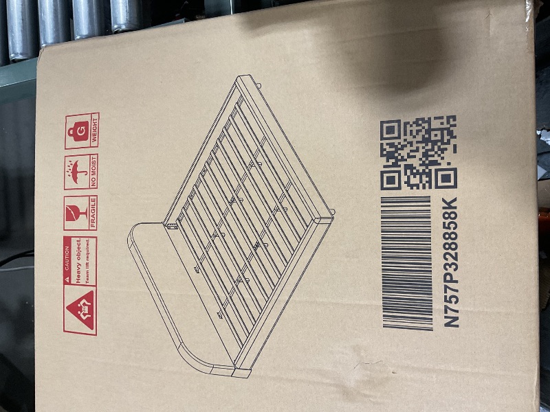 Photo 1 of *** BUT ONE OF TWO ONLY***Christopher Knight Home King Size Platform Bed, Boucle Fabric Headborad and Bed Frame, Wood Bedpost and Slat, Upholstered Curve-Shaped King Headboard, Wood Slats Panel Support, Easy Assembly, White