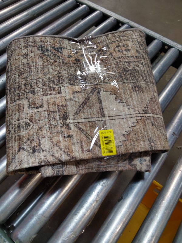 Photo 1 of ***ODOR (DOG/ CAT SMELL)*** Bavni Washable Rug 5x7 Area Rug for Living Room Bedroom Dining, Washable Vintage Print Carpet, Ultra-Thin Chenille Low Pile Lightweight Rug with Non Slip Backing, Warm Taupe