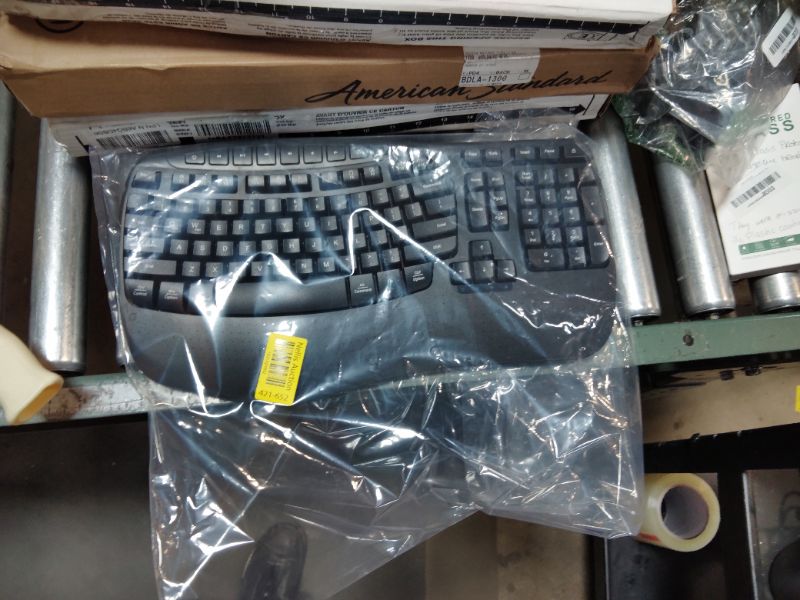 Photo 1 of ***MISSING DONGLES*** MEETION Wireless Ergonomic Keyboard, Wave Keys Firm Wrist Rest for Natural Typing, 2.4G USB-A Cordless Receiver and USB-C Adapter, Ergo Computer Keyboard Compatible with Windows/Mac/PC/Laptop, Black