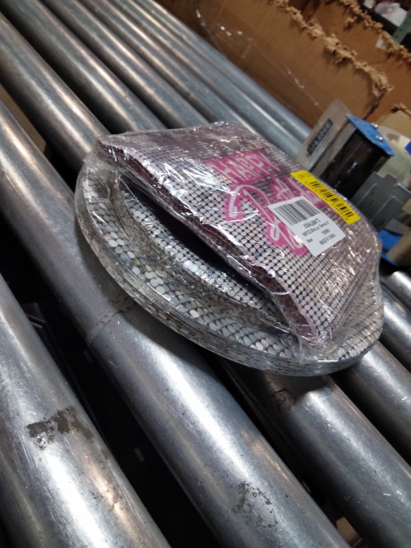 Photo 1 of ***PARTIAL SET/ MISSING MAJORITY OF SET*** 96PCS Silver Sequins Pink Neon Birthday Paper Plates and Napkins, Disco Silver Glitter Party Decorations for Shimmer Hot Pink Party Dinner Dessert Plates, 80s Neon Light Tableware Decor, Serves 24