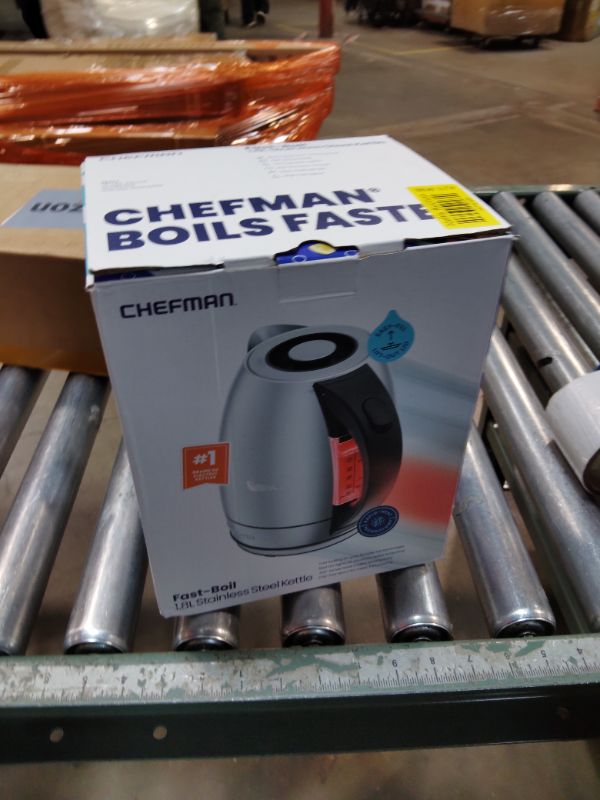 Photo 1 of ***FOR PARTS/NON-FUNCTIONAL*** Chefman Electric Kettle, 1.8 Liter Stainless Steel Electric Tea Kettle Water Boiler with Automatic Shutoff, LED Lights, Boil-Dry Protection, Hot Water Electric Kettles for Boiling Water, Stainless